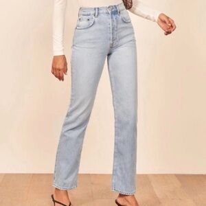 Reformation High Rise Straight Leg Tahoe Button Fly Jeans 25
